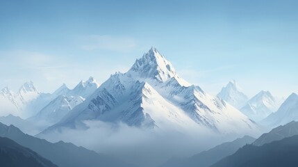 Obraz premium Expansive Mountain Range Stretches Across the Horizon Under a Clear Blue Sky with Snow-Capped Peaks