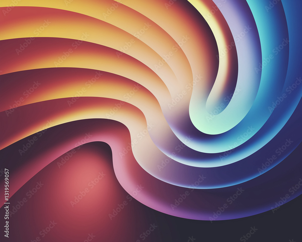 Poster Abstract image of swirling, multicolored layers creating a dynamic, flowing design, showcasing depth and movement, ideal for modern or artistic projects