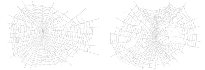 A set of spooky, irregular spider web with slightly broken strands, perfect for a Halloween theme, isolated with transparency