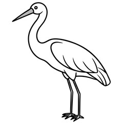 Simple Stork Vector Illustration in One Line