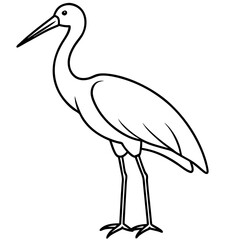 Simple Stork Vector Illustration in One Line