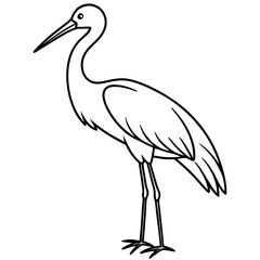 Simple Stork Vector Illustration in One Line