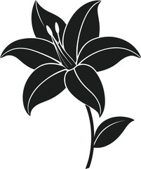 Elegant Lily Flower Silhouette Vector – Minimalist Spring Floral Design