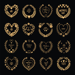 Happy Mother's Day Floral Heart Wreath Set .