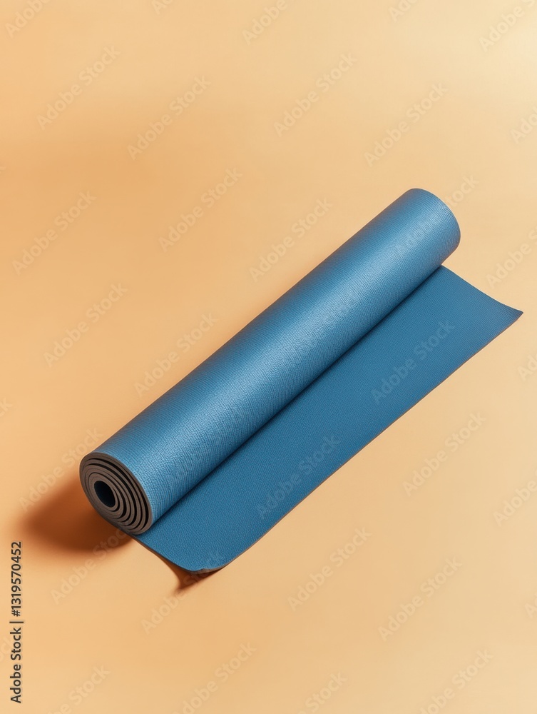 Poster minimalistic yoga mat positioned diagonally on a soft background creates a serene and balanced visua