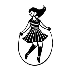 Fototapeta premium Silhouette art of a girl jumping rope