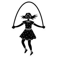 Silhouette art of a girl jumping rope