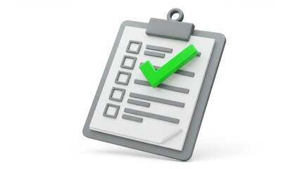 Colorful checklist with green check mark on clipboard symbolizing task completion and productivity in office settings