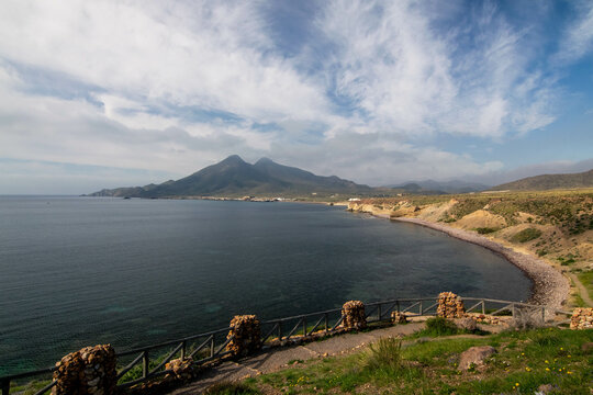 Coastal Viewpoint Overlooking the Sea and Mountains