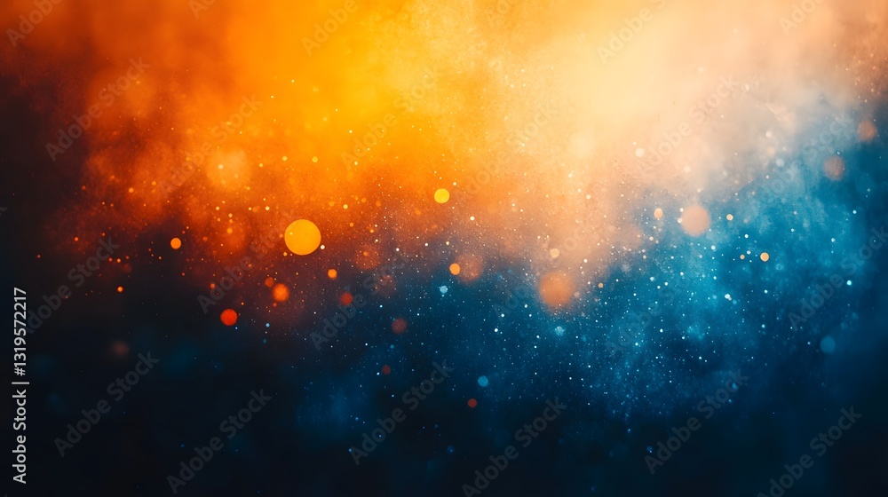 Poster an abstract artwork featuring a combination of colored particles and gradient