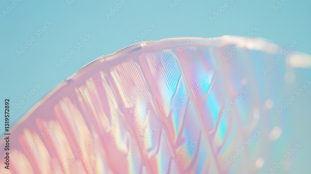 Aufkleber close up of a shimmering iridescent abstract feathered object