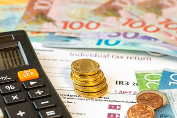 New Zealand Taxes. Ir3 Form Settlement, Financial Concept