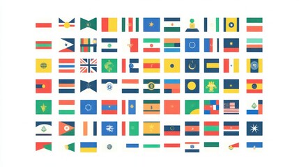 Array of global nations' ensigns displayed on a white background