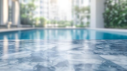 Empty marble surface with swimming pool