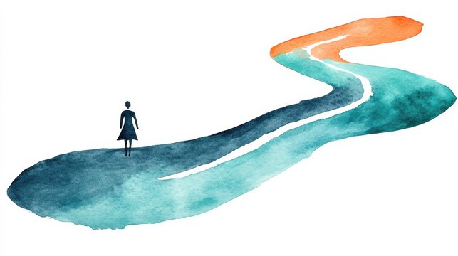 Creative Entrepreneur Standing at a Crossroad Facing New Opportunities