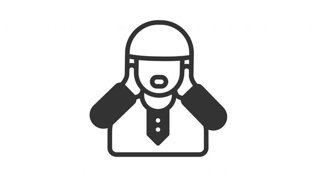 Animated adzan with people moslem sign symbol. Suitable for hajj, ramadan, muslim, ramadan, islam, mubarak, kareem, religion, celebration, fasting, culture, religious, moslem and eid mubarak