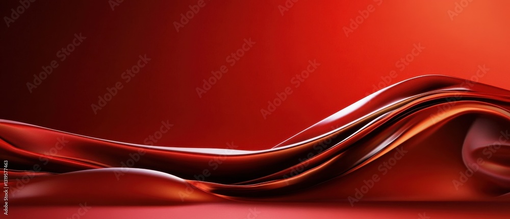 Aufkleber a red background with a red ribbon that is curving