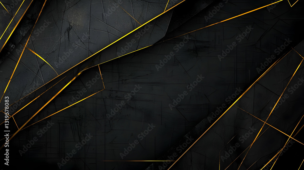 Poster dark grunge textured background with elegant diagonal gold lines and subtle glow modern abstract des