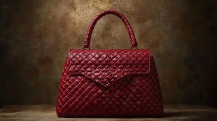 A luxurious red handbag, adorned with a textured design, exuded an aura of sophistication and style, a testament to the artistry of skilled craftsmanship.