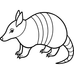 Sleek Armadillo Outline Illustration