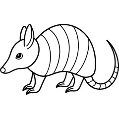 Sleek Armadillo Outline Illustration