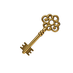 golden key isolated on trasnparent background