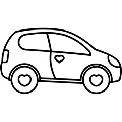 Fototapeta premium Modern Line Art Car with Heart Motif