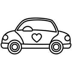 Modern Line Art Car with Heart Motif