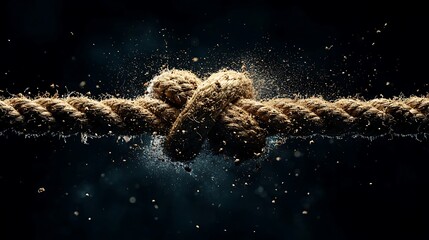Strong Hemp Rope Knot Breaking Point Texture Dark Background