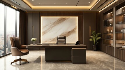 Modern Executive Office Design, Luxury Workspace with City View