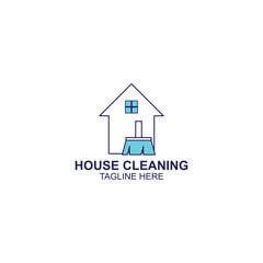 house logo design for house cleaning with creative illustration