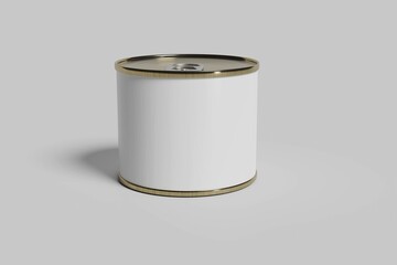Food tin can packaging mockup, medium size.