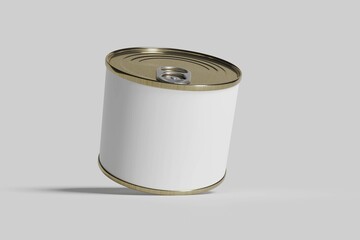 Food tin can packaging mockup, medium size.
