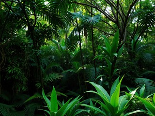 Lush Green Jungle Canopy Overgrowth