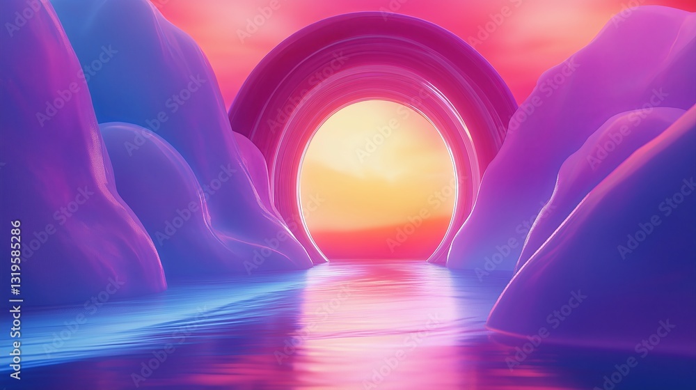 Poster a portal opening to another dimension, with swirling colors and light