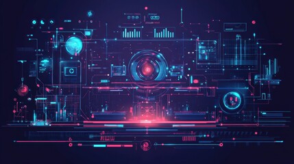 Futuristic technology interface, digital data. Possible use stock photo