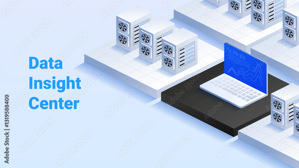 Poster data insight center. high-tech data center. in-depth data analysis. comprehensive monitoring systems
