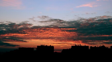 picturesque view at colorful sunset 
