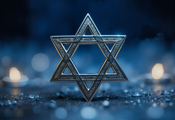  Detailed Silver Star of David with Sacred Inscriptions on Dark Mystical Background