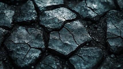 Fototapeta premium Cracked earth surface, arid land, close-up texture