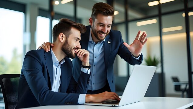 two colleagues working in a professional office environment, engaging in business discussions, brainstorming creative solutions and collaborating for company growth and success	