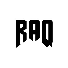 RAQ letter logo design for technology company. RAQ logo design black and white color combination. RAQ logo, RAQ vector, RAQ design, RAQ icon, RAQ alphabet. RAQ typography logo design.
