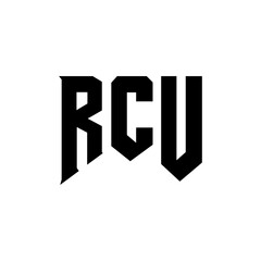 RCU letter logo design for technology company. RCU logo design black and white color combination. RCU logo, RCU vector, RCU design, RCU icon, RCU alphabet. RCU typography logo design.