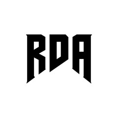 RDA letter logo design for technology company. RDA logo design black and white color combination. RDA logo, RDA vector, RDA design, RDA icon, RDA alphabet. RDA typography logo design.