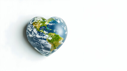 Heart Shaped Earth Globe On White Background Symbolizing Love And Care For Our Planet Promoting Environmental Awareness And Global Unity