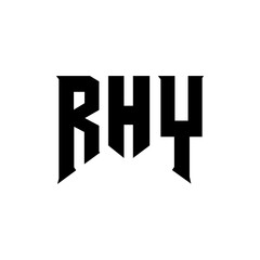 Fototapeta premium RHY letter logo design for technology company. RHY logo design black and white color combination. RHY logo, RHY vector, RHY design, RHY icon, RHY alphabet. RHY typography logo design.