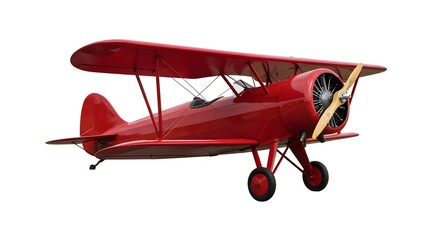 Vintage red airplane, white background
