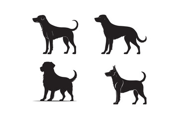 Dog Silhouette Vector Set Canine Outline Graphics for Design