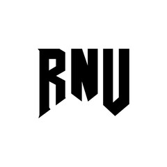RNU letter logo design for technology company. RNU logo design black and white color combination. RNU logo, RNU vector, RNU design, RNU icon, RNU alphabet. RNU typography logo design.