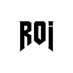 ROI letter logo design for technology company. ROI logo design black and white color combination. ROI logo, ROI vector, ROI design, ROI icon, ROI alphabet. ROI typography logo design.